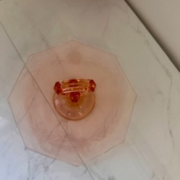 Vintage Pink‎ Depression Glass Octagonal Platter with Etched Cornflower Design - Picture 6 of 6